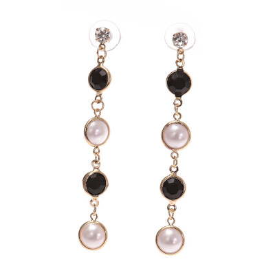 

New Korean Candy Color Crystal Long Earrings For Women Fashion Simple Simulated Pearl Drop Brincos Boucle Doreille Freeshipping