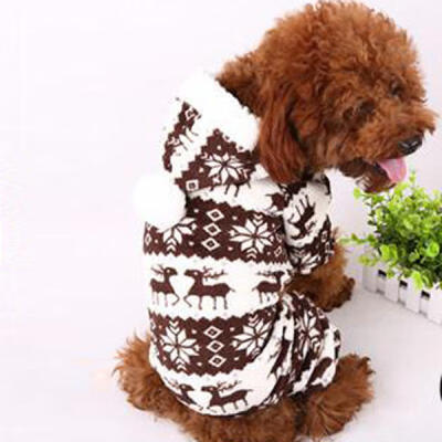 

New Pet Dog Winter Coat Puppy Soft Warm Clothes Snowflake Deer Printed Hoodies Jumpsuit For Small And Medium Dogs Clothing