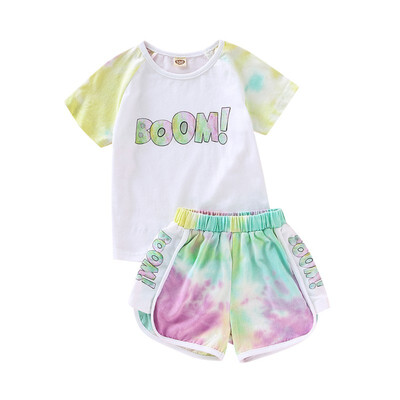 

Summer Casual Baby Boys Girls Clothes Set Short Sleeve Letter Print Tops Blouse T-shirtShorts Kids Toddler 2pcs Outfits Sets