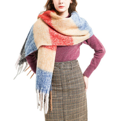 

2018 Autumn Winter Scarf Women Thicken Plaid Color Scarves Wide Lattices Long Shawl Wrap Blanket Warm Tippet 190CM50CM