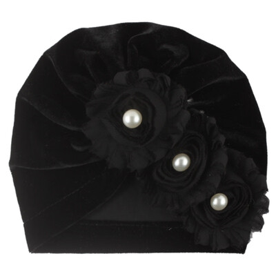 

New Autumn Soft Cute Newborn Baby Pearl Design Girls Caps Infant Casual Hat Headwear Cute Turban Elastic Cap