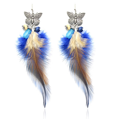

Feathered with Alloy Design Vogue Earrings Earrings Colored Feathered Butterfly Colored New