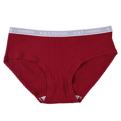 

panties Women Sexy Solid Color Vertical Thread Cotton Exquisite Soft Cotton Low Waist Briefs Sweet Modern High Stretch Panties