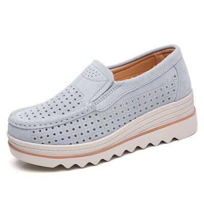 

LZJ 2019 Spring women flats shoes platform sneakers shoes leather suede casual shoes slip on flats heels creepers moccasins 3088
