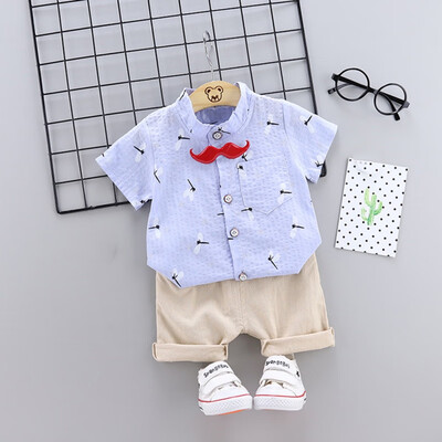 

2Pcsset Lovely Summer Baby Boys Short Sleeve Dragonfly Print Tops Blouse T-shirtShorts Casual Outfits Sets