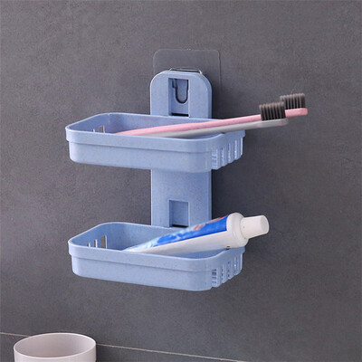 

Gobestart Bathroom Shower Soap Box Dish Storage Plate Tray Holder Case Soap Holder Double