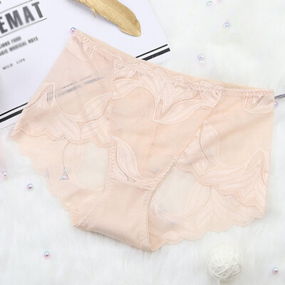 

Women Sexy Lace Underwear Floral Hollow Out Mid-Rise Perspective Underwear Seamless Brief