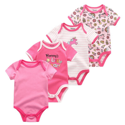 

4PCSLot Baby Clothing Sets Baby Girls Clothes Rpmpers Newborn 0-12M 100Cotton Print Short Sleeve Baby Boys Clothes Bodysuits