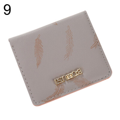 

Antler Feather Bifold Purse Card Cash Holder Women Faux Leather Short Wallet