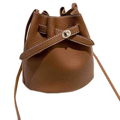 

Lichee Pattern Bucket Solid Color Drawstring Lock Shoulder Bag Crossbody Pouch