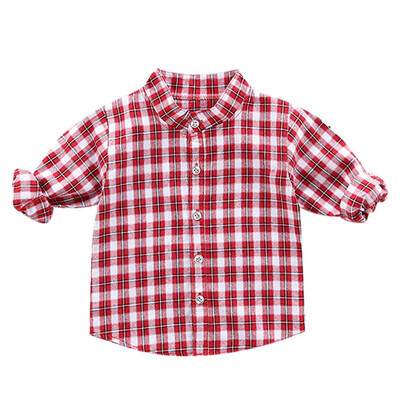 

Autumn Baby Boys Long Sleeve Plaid Print Shirts Kids Tops Tees Casual Fashion Shirts