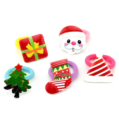 

5PcsSet Fashion Girls Popular Christmas Hair Rope Tree Santa Bell Snowman Kids Elastic Simple Hair Band