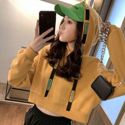 

Autumn New Fashion Simple Solid Color Women Sets Korean Style Crop Top Harem Pants 2 Pieces Sets Yellow