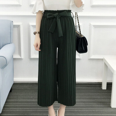 

Korean Style Loose Casual Straight Pleated Pants Fashion Trend Solid Color Women Wide Leg Pants