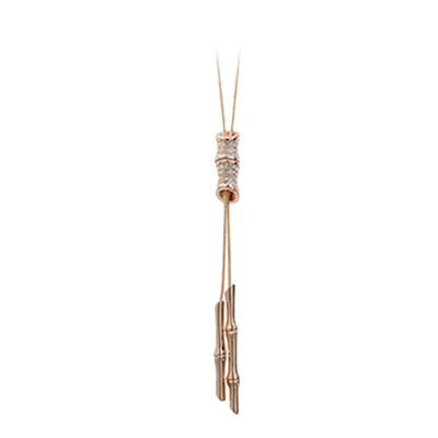 

Crystal Rhinestone Slub Long Metal Chain Silver Rose Gold Women Necklace Pendants Party Fine Jewelry