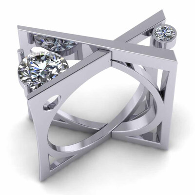 

Geometric Diamond JewelrySterling Silver White Sapphire Diamond Ring