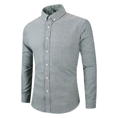 

Tailored Mens Long Sleeve Button Turndown Collar Solid Color Casual Top Blouse Shirts