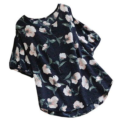 

EFINNY Spring Summer Women Linen Blouses Shirt Women Tops Beach Blouses Half Sleeve Boho Printed Shirt -5XL