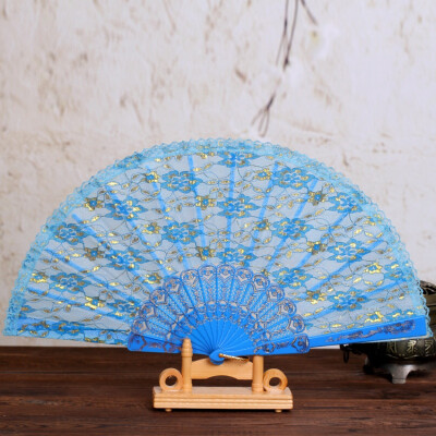 

Chinese Handmade Party Wedding Gift Dancing Lace Surface Foldable Hand Held Fan Hot