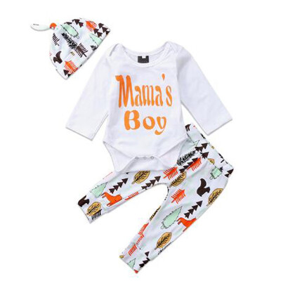 

Spring Autumn Set Casual Baby Boy Printing And Trousers And Hat Kids Three-piece Outfit Set