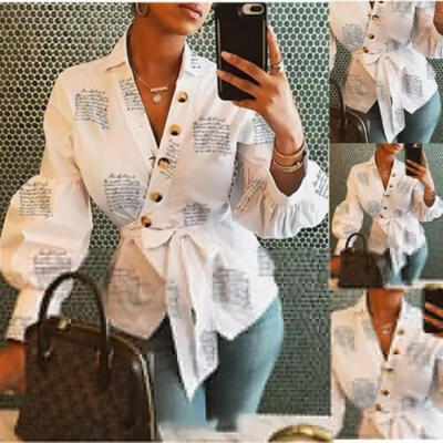 

Fall 2019 Long Sleeve Fashion Women V Neck Tops And Blouses blusas mujer de moda Bandage Women Tops Streetwear Outfits Clothes