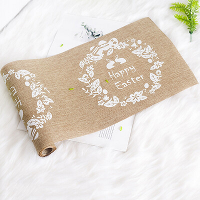 

Toponeto Easter Cotton Linen Rabbit Eggs Printed Tablecloth Home Decoration