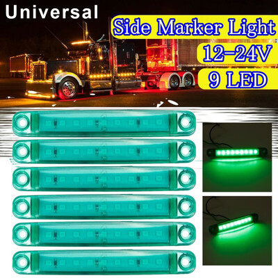 

6X 12-24V 9 LED Truck Bus Boat Trailer Side Marker Indicators Light Lamp Green