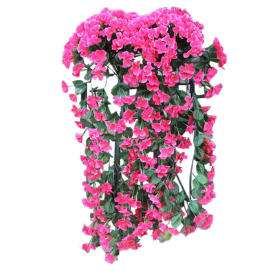 

Gobestart Hanging Flowers Artificial Violet Flower Wall Wisteria Basket Hanging Garland Vine Flowers Fake Silk Orchid