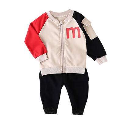 

Autumn Baby Boys Girls Set Long Sleeve Letter Print Hoodie Zipper Sweatshirt TopsPants Set