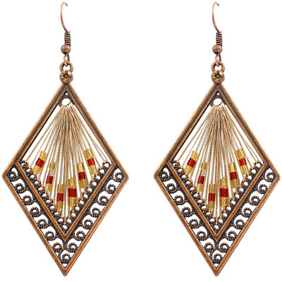 

Cute Vintage Antique Alloy Ethnic Geometric Dangle Hanging Drop Earrings For Women Jewelry Accessories