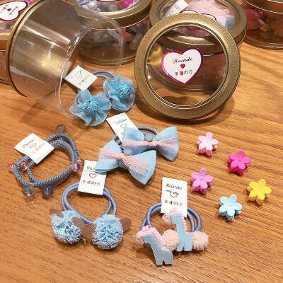 

15 Pcs All Season Cute Baby Kids Girls Floral Print Hair Clips Elastic Hair Accessory Band Rope Ponytail Holder Headbands Sets