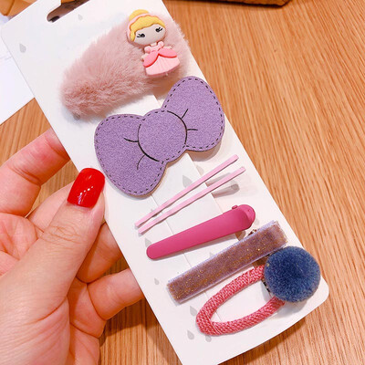 

Baby Hair Clips 0-8T Cute Children Candy Color Plush Princess Imitation Color Matching Leather Hair Duckbill Clips 7 Pieces