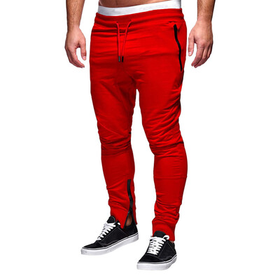 

Gobestart Fashion Mens Zipper Patchwork String Cotton Casual Sweatpants Drawstring Pant