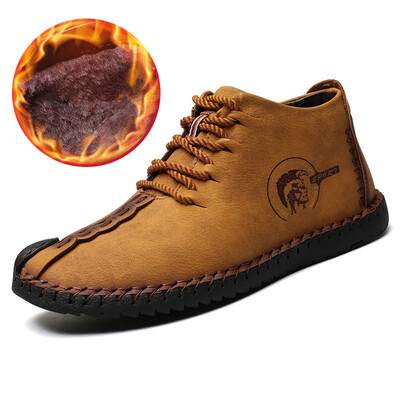

new warm winter mens shoes high quality split leather casual mens shoes with plush boots fashionable large size