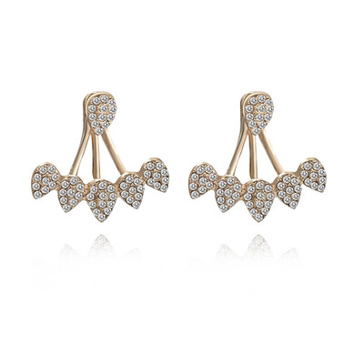 

1 Pair Design Front And Rear Full Diamond Multiple Water Droplets Stud Earring