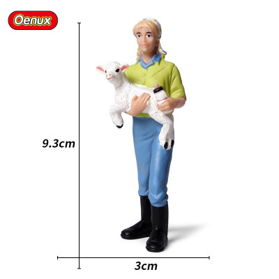 

Oenux Realistic Farmers Model Simulation Breeder Feed Shepherd Figurines Dog Animal Figurine Miniature Cute Toys For Children