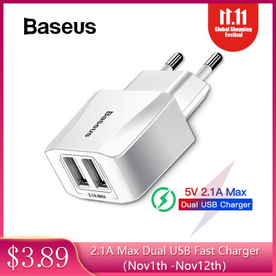 

Baseus 21A Mini Dual USB Charger EU Charger Plug Travel Wall Charger Adapter For iphone Samung HuaWei Xiaomi