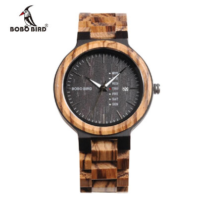 

BOBOBIRD Q26-1 Men Quartz Watch Wooden Band Fashion Multifunction Wristwatch Calendar Date Week Display Watches