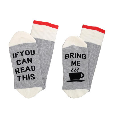 

"If you can read this bring me coffee" Letter Printed Cotton Socks for Men&Women