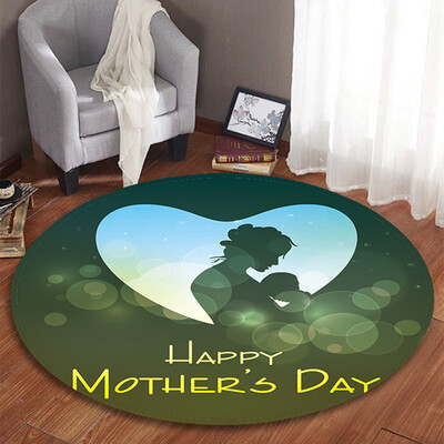 

〖Follure〗Happy Mothers Day Pattern Round Area Rug Coral FLeece 120cm
