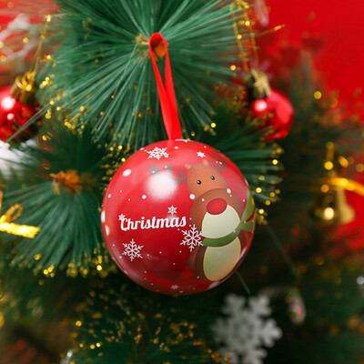 

Small Tinplate Round Ball Candy Box Kids Xmas Gift Box Christmas Tree Decor NEW