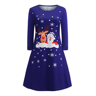 

Tailored Women Print Long Sleeve Christmas Evening Party Mini Dress