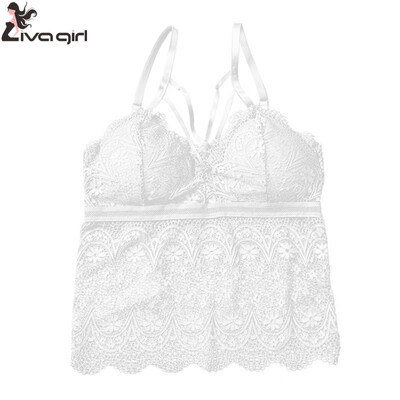 

Camisole Bra Women Hollow Out Plus Size Wire Free Sexy Lace Bottoming Underwear Solid Color Bra Lingerie Camisole feminino