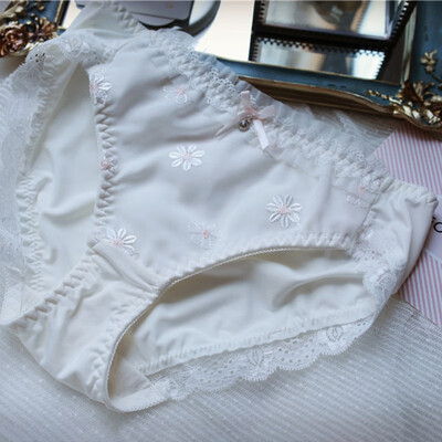 

Womens Cotton Panties Lace Breathable Briefs Sexy Embroidered Underwear Female Cotton Crotch Japanese Lingerie Intimates