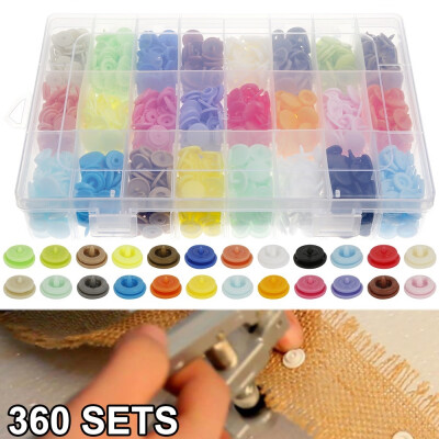 

360 Sets DIY Clothes T5 Plastic Fastener Snap Resin Press Stud Clothes Tool Kits with Box