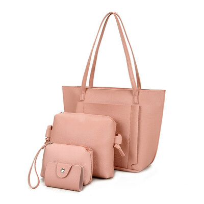 

4 PcsSet Women Faux Leather Cross Body Shoulder Bag Handbag Card Holder Clutch