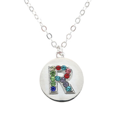 

Silver Alphabet Initial Letter A To Z Pendant Necklace Colorful Rhinestone Pendant Birthday Gifts Christmas Gifts For Women Girls