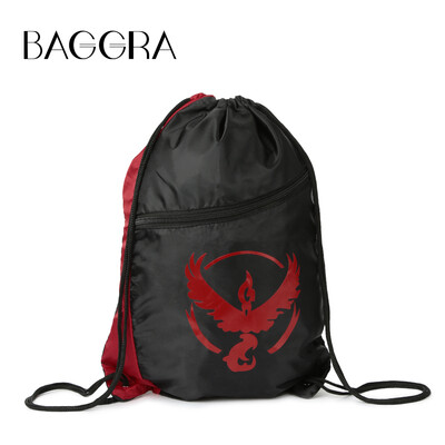 

New Unisex Nylon Drawstring Bag Backpack Water Proof Zipper Contrast Color Print Large Capacity Casual Pouch Bag