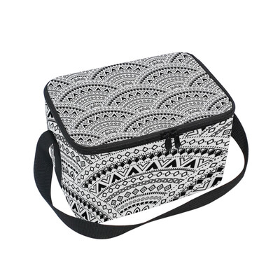 

ALAZA Lunch Box Fish Scale Black Insulated Lunch Bag Large Cooler Tote Bagfor Men Women
