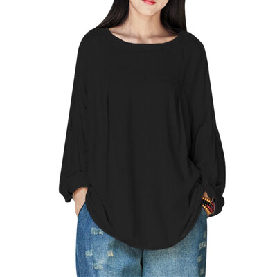 

EFINNY Womens Blouse Blusas Summer Autumn Casual Lantern Sleeve O Neck Solid Loose Pullover Feminino Blouse Shirt